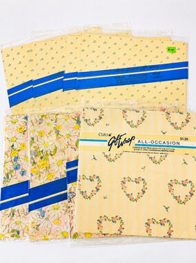 Vintage wrapping paper bundle of 8 packs new old stock cottagecore floral
